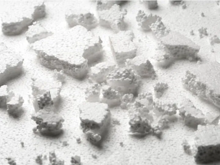 crushed plastic foam