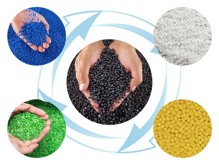 recycled pellets produced by plastic recycling equipment